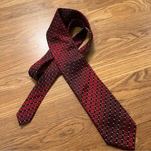Alfani Classic Silk Red&Maroon Check Men's Tie - Elegant Work & Formal Accessory